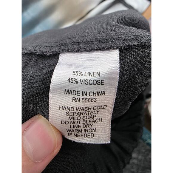 Joie Womens Black Button-Detail Linen Blend Pants XL - Picture 5 of 7